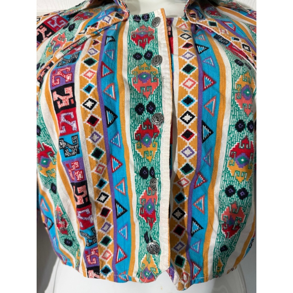 VTG Rodeo Western Wear Cropped Southwestern Aztec Multicolor Womens Small - Picture 6 of 6